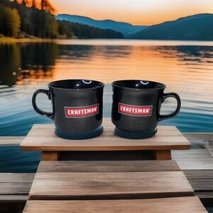 Set of 2 Craftsman Black/Red Coffee Mugs/Soup Cups
